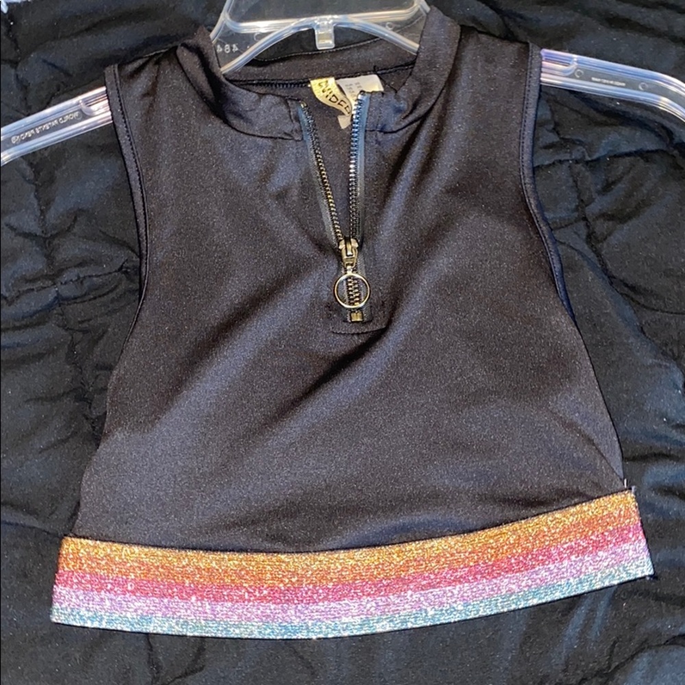 Black with glitter strap crop